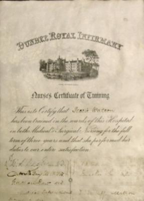 Nurse's certificate for Jessie Watson
