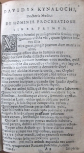 title page of David Kinloch's De Hominis Procreatione
