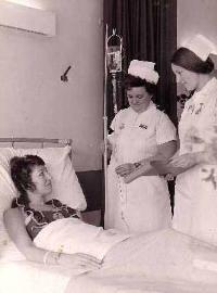 Sister Alexander checking an intravenous infusion, DRI